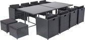 Concept-U - Tafel en stoelen 12 ingebouwd -in zwarte/zwarte hars gebouwd -inhars MIAMI