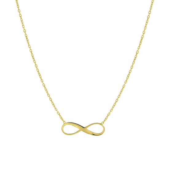 Lucardi Dames Ketting met hanger Infinity - 9 karaat - Ketting - Cadeau - Moederdag - 46 cm - Geelgoud