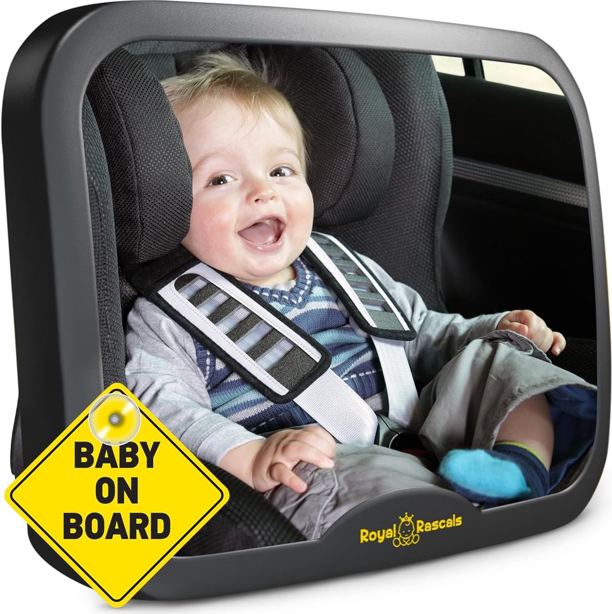 Achterbank Babyspiegel voor in de Auto | Onbreekbare Achteruitkijkspiegel voor Babyautostoel | Zwart Kleur | Bekijk Achterstevoren Gerichte Baby's en Kinderen