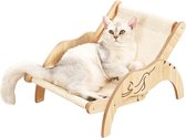 Bastix - Kattenbed, verhoogde kattenbedbank van hout, modieuze kattenstoel met afneembare matrashoes, draagvermogen 10 kg (35x48cm), geschikt voor katten, honden, konijnen, kittens en kleine dieren