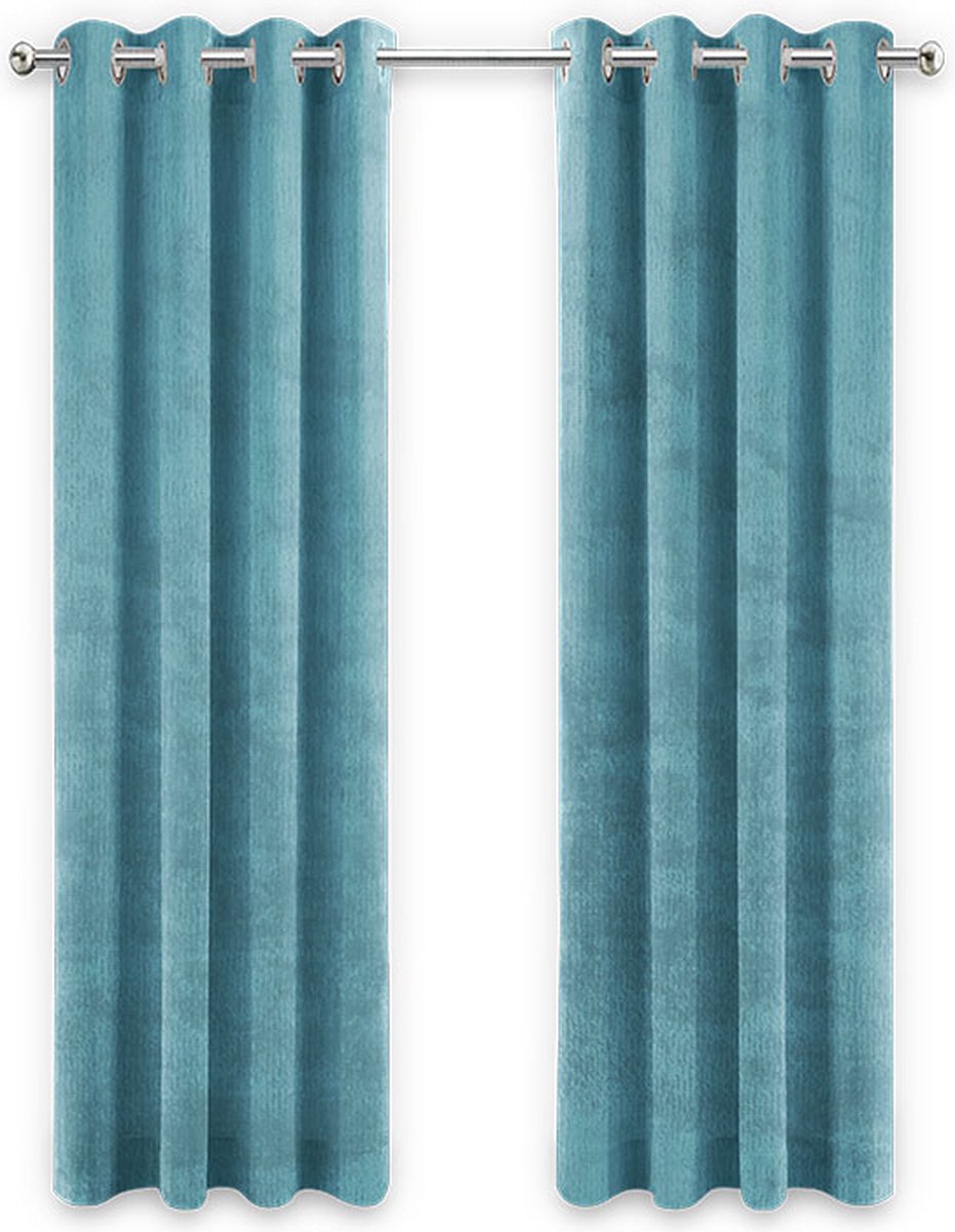 LW collection - gordijnen - kant en klaar - fluweel - verduisterend - turquoise blauw velvet - 290x270cm