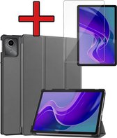 Hoes Geschikt voor Lenovo Tab M11 Hoes Book Case Hoesje Trifold Cover Met Screenprotector - Hoesje Geschikt voor Lenovo Tab M11 (11 inch) Hoesje Bookcase - Grijs