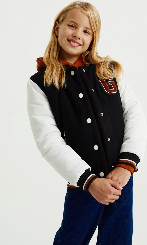 WE Fashion Meisjes gewatteerd bomberjack met embroidery