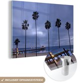 MuchoWow® Glasschilderij 30x20 cm - Schilderij acrylglas - Palmboom - Strand - Amerika - Foto op glas - Schilderijen