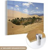 MuchoWow® Peinture sur verre 90x60 cm - Peinture sur verre acrylique - Oase au milieu du désert - Photo sur verre - Peintures
