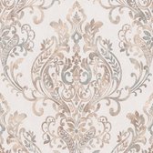 Barok behang Profhome 376811-GU vliesbehang licht gestructureerd in barok stijl glanzend crème beige roze grijs 5,33 m2