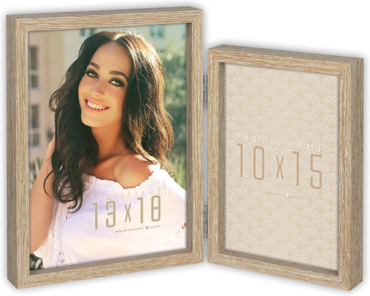 Zep Duo Houten Fotolijst Basilea Bruin voor foto 10x15 en 13x18 (afmeting 26x19,5 cm) - XN2247