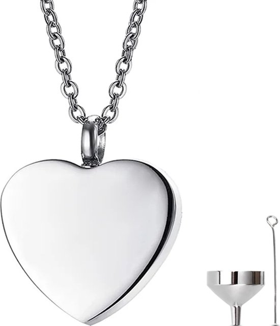 Luxe Ashanger - met Ketting (55 cm) - Voor As, Haren of Parfum - Assieraad - As Ketting - Gedenksieraad - Urn - As Hanger - Incl. As vuller en Opbergzakje - Hart