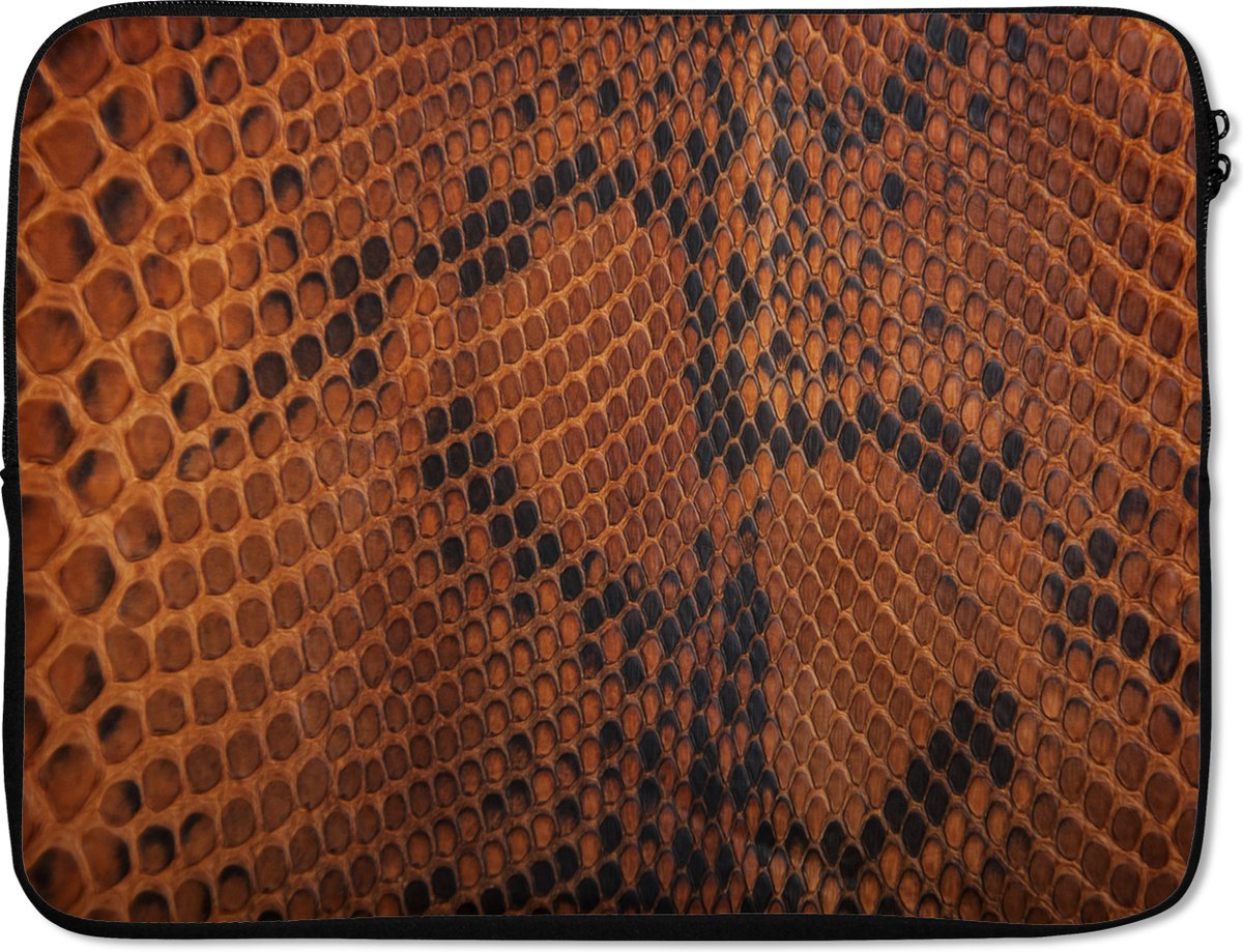 Laptophoes - Leer print - Zwart - Bruin - Patronen - 17 Inch - Laptopcase