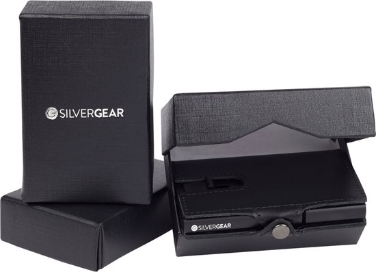 Portefeuille porte-cartes en cuir Silvergear - Noir - Protection anti-écrémage par RFID