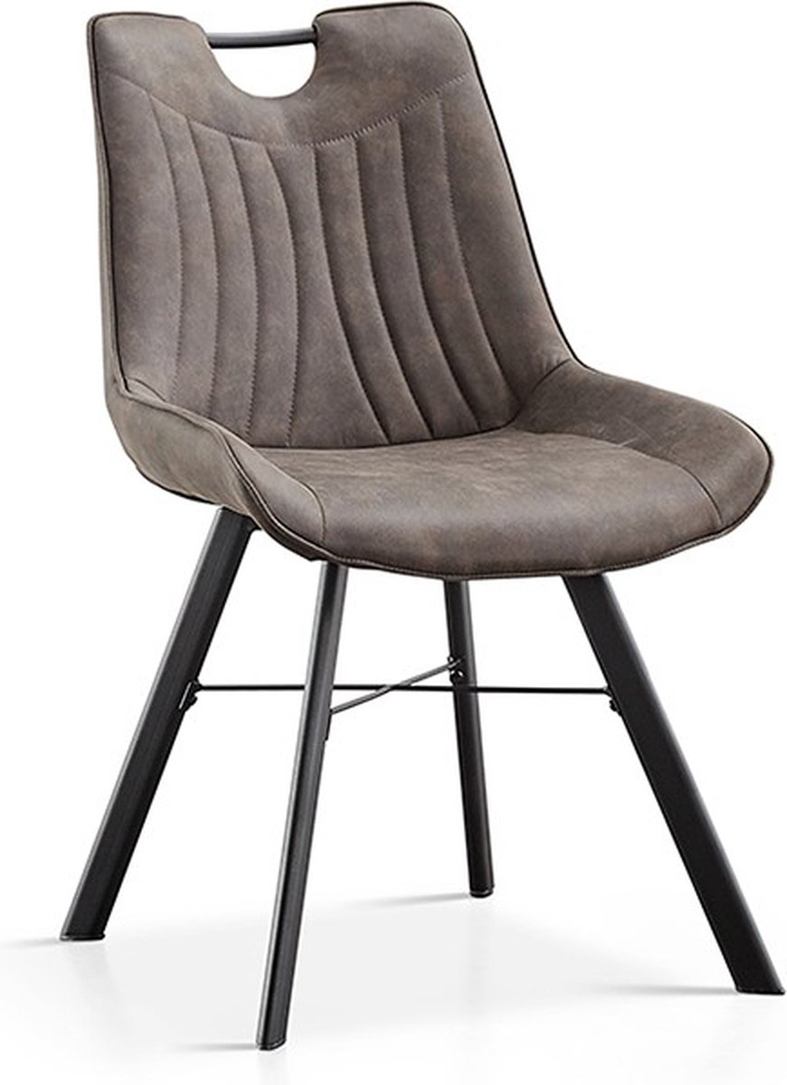 Interiax Eetkamerstoel Ida Micro Fiber PU Donkergrijs