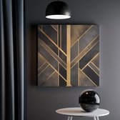 Peinture sur toile Artaza, papier peint Art Deco Zwart et or - 30 x 30 cm - Klein - Photo sur toile - Impression sur toile