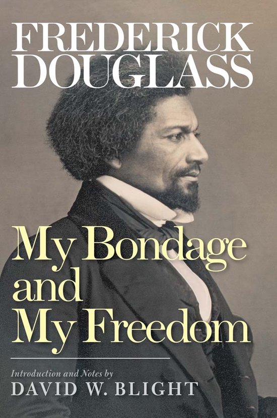 Boek "My Bondage and My Freedom" met een portret van Frederick Douglass.