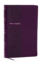 Bible violette avec un motif floral décoratif et "HOLY BIBLE" sur la couverture.