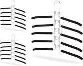 Ruimtebesparende kledinghanger 3 stuks set antislip 5 in 1 kleerhanger voor jassen zilver/zwart - Praktisch en stijlvol kledinghangers