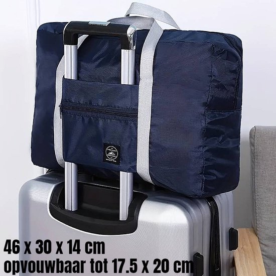 Allernieuwste.nl® Sac de voyage pliable Sac de week-end sur support de valise Sac de voyage Sac de rangement pour bagages à main Sac de sport - 46 x 30 x 14 cm Couleur Blauw %%