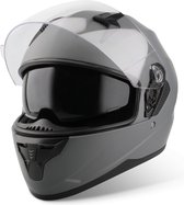 VINZ Kennet ECE 22.06 Casque intégral avec pare-soleil/casque de moto/casque de scooter/casque de cyclomoteur – Titane