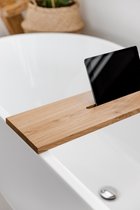 Luxe badplank - 90 cm - Badplank massief eiken warm - Badplank hout - met tablethouder - Sterk en massief eikenhout