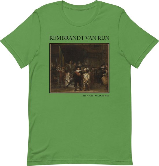 Rembrandt van Rijn 'De Nachtwacht' ("The Night Watch") Beroemd Schilderij T-Shirt | Unisex Klassiek Kunst T-shirt | Leaf | XL