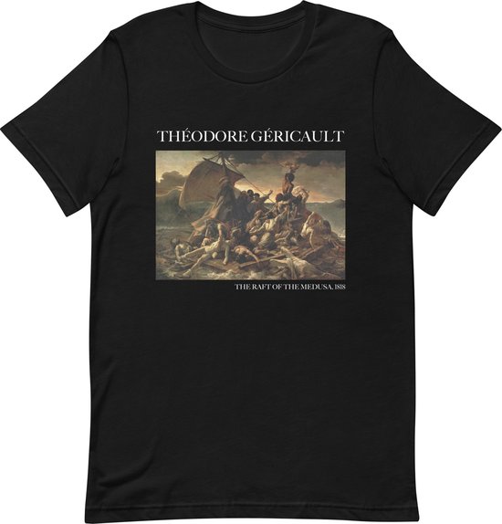 Théodore Géricault 'Het vlot van de Medusa' ("The Raft of the Medusa") Beroemd Schilderij T-Shirt | Unisex Klassiek Kunst T-shirt | Zwart | XL