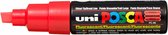 Krijtstift - Chalkmarker - Universele Marker - Uni Posca Marker - Fluoriserend Rood - PC-8K - 8mm - Beitelpunt - Large - 1 stuk