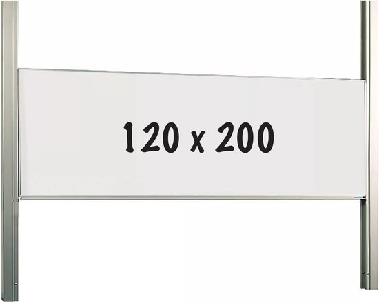 Whiteboard Deluxe Lanny - Emaille staal - Schuifmechanisme - Weekplanner - Maandplanner - Jaarplanner - Magnetisch - Wit - 120x200cm