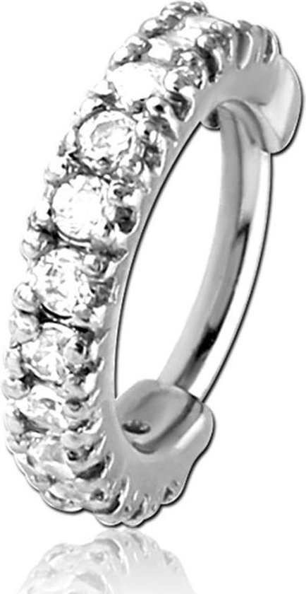 Lucardi Dames Helixpiercing ring clicker zirkonia - Piercing - Cadeau - Staal - Zilverkleurig