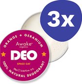Awake Organics Space Cat Natural Deodorant Sinaasappel & Geranium (3x 58ml)