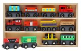 Kurtzy Set de Jouets de Train Magnétiques en Bois avec Boîte de Rangement (Lot de 12) – Locomotive Éducative pour Garçons et Filles à partir de 3 Ans – Voitures de Train Compatibles avec la Plupart des Voies Ferrées des Merk