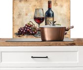 Spatscherm keuken 60x40 cm - Kookplaat achterwand Wijn - Druiven - Vintage - Retro - Muurbeschermer - Spatwand fornuis - Hoogwaardig aluminium