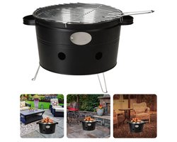 Draagbare Barbecue - Camping Grill - BBQ - 300mm-345mm, 200mm Hoog - 2 Handvaten - Mat Zwart - Voor Park, Strand, Balkon - Inclusief EBOOK