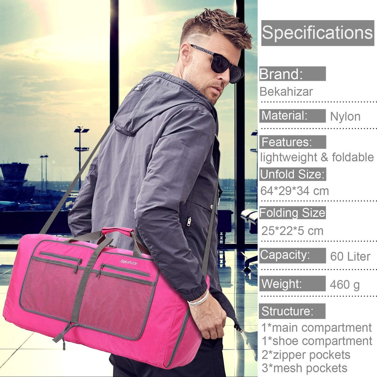 Lyweem Reis Plunjezak voor Mannen 60L Plunjezak Grote Maat voor Vrouwen Weekender Overnachting Multifunctionele Gymtassen.., 60L-Molle, Reizen Duffle