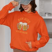 Oranje EK WK & Koningsdag Hoodie Ben Hier Voor Bier - MAAT S - Oranje Feestkleding - Uniseks pasvorm voor dames & heren