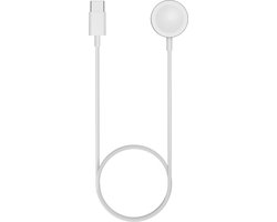 Bandz smartwatch oplader geschikt voor apple Apple Watch Series 1 / 2 / 3 / 4 / 5 / 6 / 7 / 8 / 9 / 10 / 11 / SE (2/3) / Ultra (2/3) - USB-C oplader - 100cm oplaadkabel met USB-C aansluiting (wit)