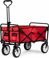 Multistore Bolderkar opvouwbaar 100L en 80kg draagkracht - strandkar - bolderwagen - 360º voorwielen - rood