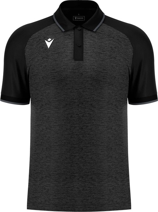 Macron Glory Aulos Polo Heren - Zwart / Antraciet | Maat: 4XL