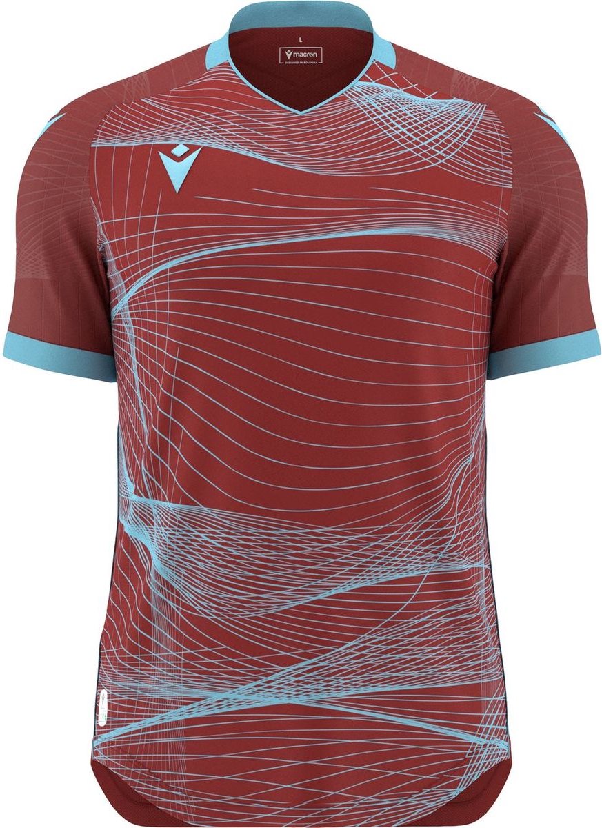 Macron Wyvern Eco Shirt Korte Mouw Kinderen - Bordeaux / Hemelsblauw | Maat: 7-8 Y