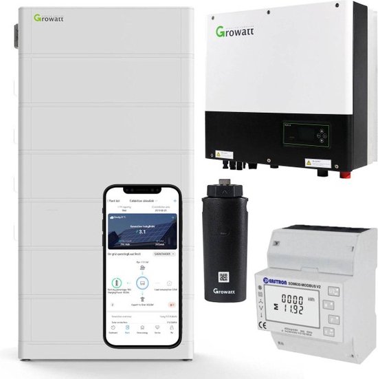 Growatt SPH5000TL3-BH-UP 5kW Hybride Omvormer Met 15,3 KWh Thuisbatterij