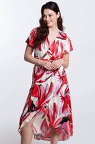 Cassis Halflange jurk in viscose met bladmotief