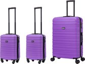 BlockTravel kofferset 3 delig ABS ruimbagage en handbagage 29 29 en 95 liter - inbouw TSA slot - paars