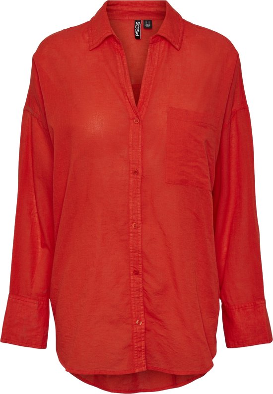 Pieces Blouse Pcmatinka Ls Shirt 17147594 Poinciana Femme Taille - L