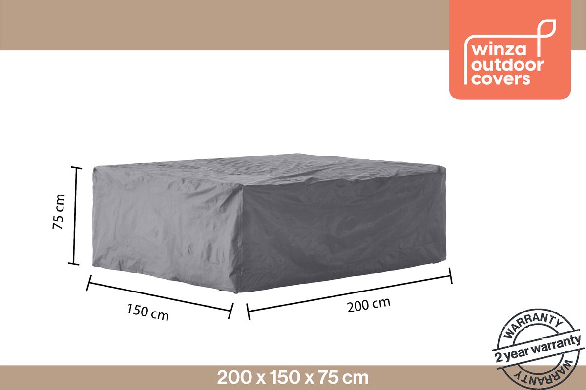 Winza Outdoor Covers Premium - beschermhoes loungesethoes - Afmeting : 200x150x75 cm - Tuinsethoes - Kleurecht - 2 jaar garantie Antraciet