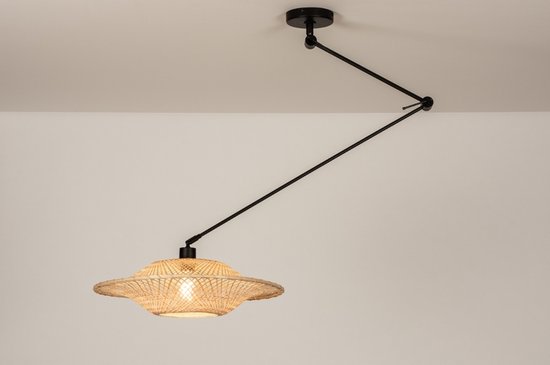Lumidora Hanglamp 31224 - BAMBOO - E27 - Zwart - Bruin - Naturel - Metaal - ⌀ 50 cm