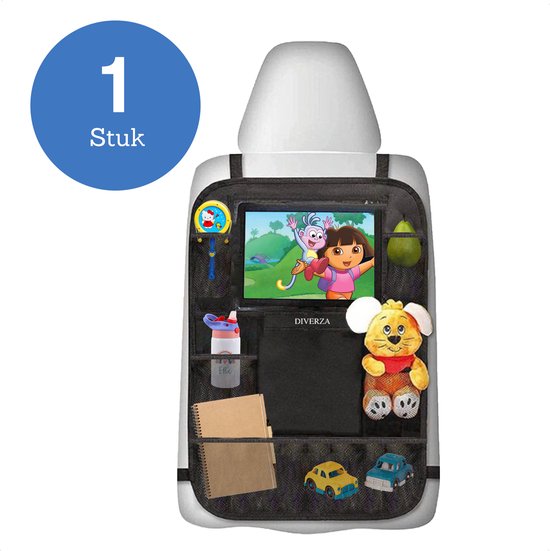 Foto: Diverza auto organizer luxe autostoel beschermer met tablet houder voor kinderen