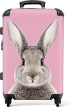 NoBoringSuitcases.com® - Kinderkoffer meisjes konijn - Reiskoffer kinderen groot - 20 kg bagage
