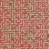 Papier peint graphique Profhome 386954-GU papier peint intissé texturé avec des formes géométriques chatoyantes rouge or argent 5,33 m2