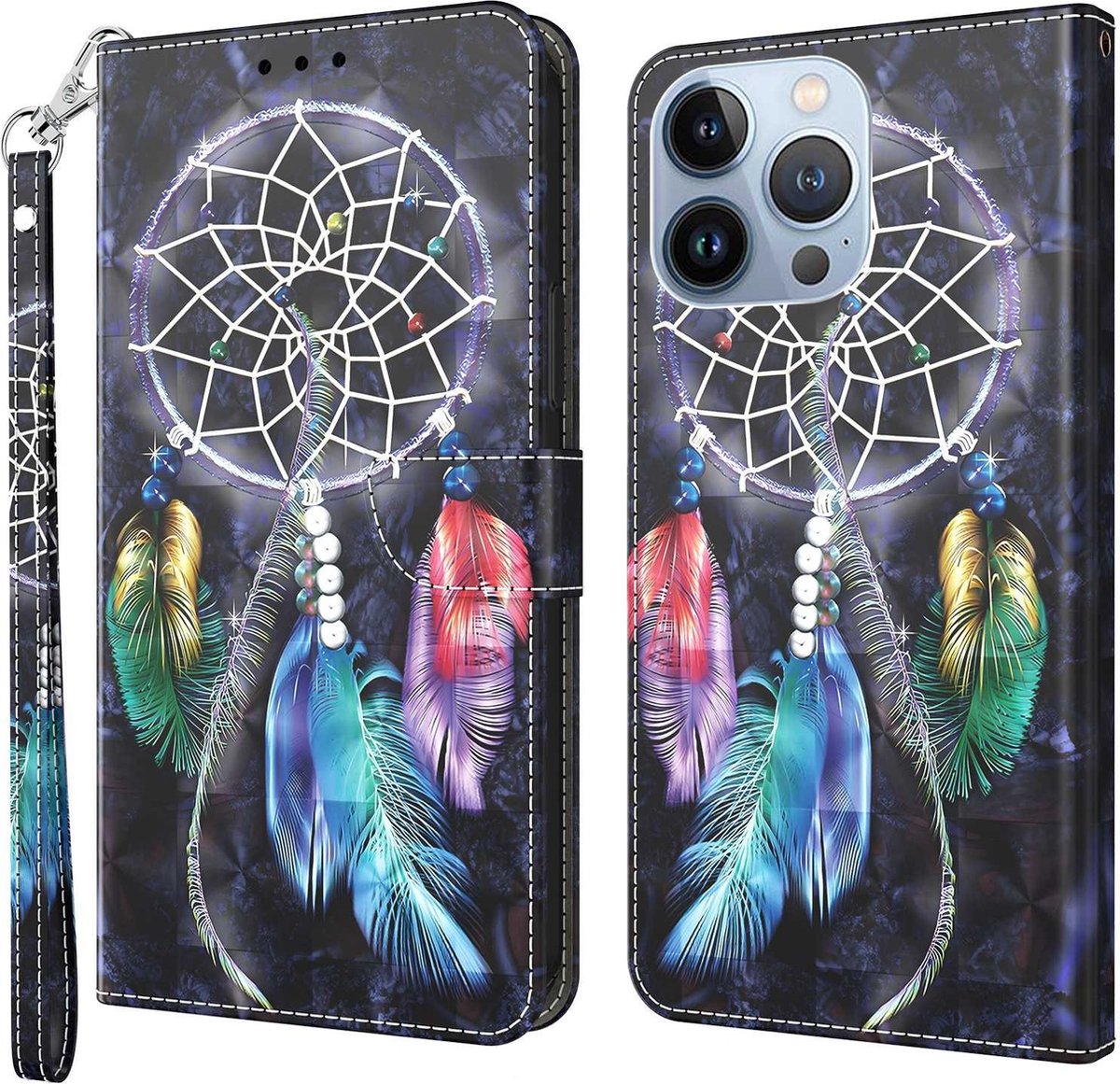 Cityhoesje-iPhone 13 Pro – Bookcase – 3D Print – Dromenvanger