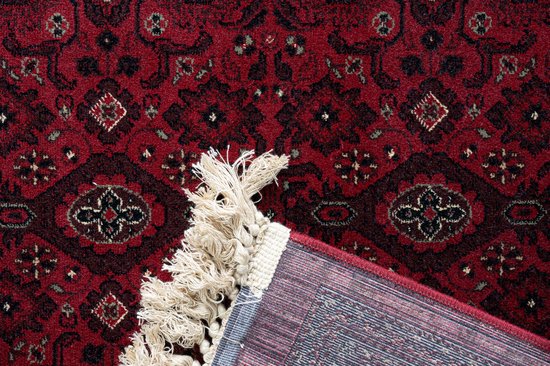 Vintage vloerkleed By Beppe rood met franjes - Interieur05 - Viscose - 160 x 230 cm - (M)