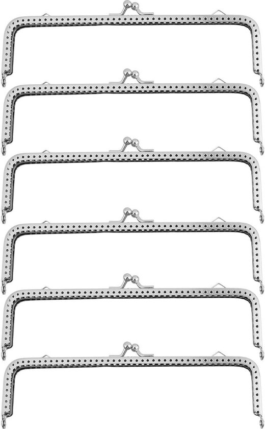 6-delige portemonnee frame metalen portemonnee riem portemonnee frame kus lock frame clutch tas portemonnee portemonnee 18cm (zilver)