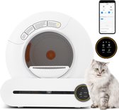 Sweiko 65L Adaptieve zelfreinigende kattenbak voor meerdere katten, automatische creatie, geschikt voor vele soorten kattenbak, infrarood sensor, elimineert geur, APP gecontroleerd, veilige ouderlijke controle